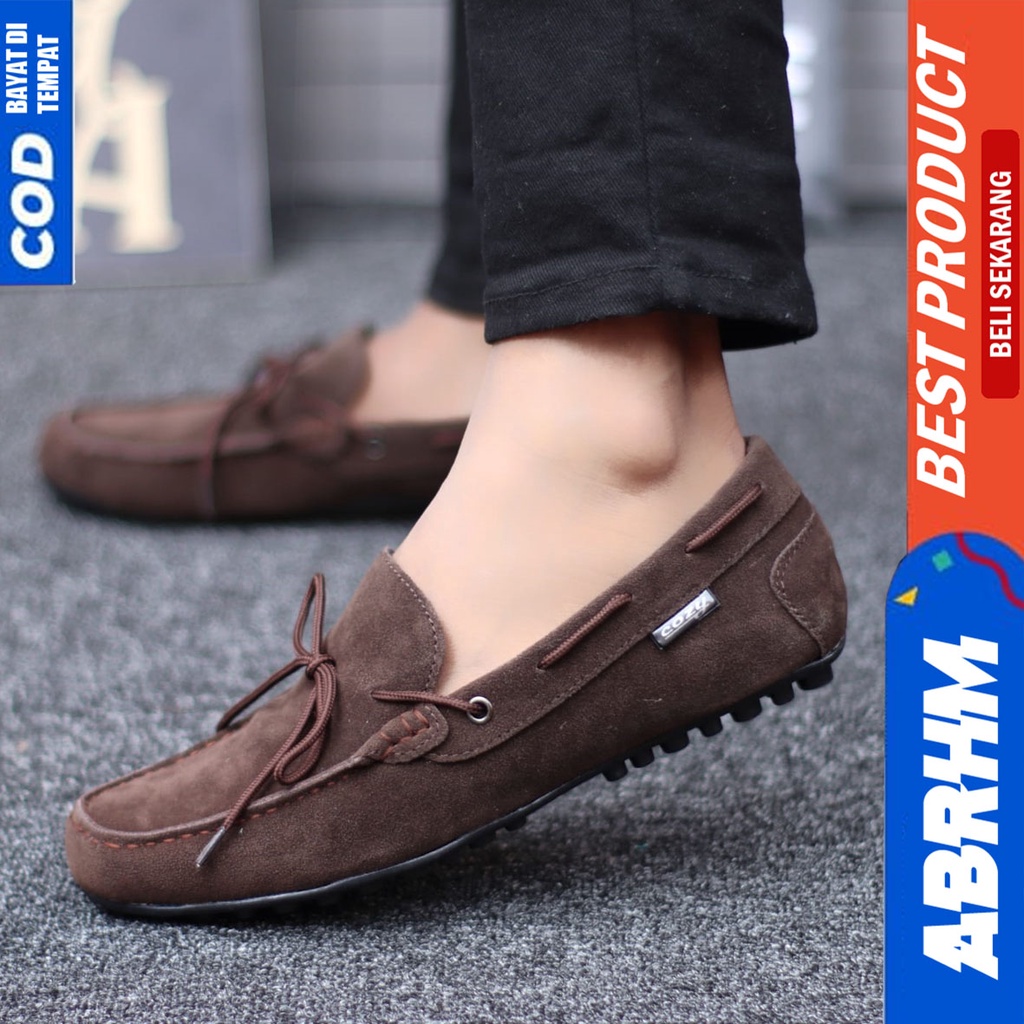 Sepatu Slip On Casual Santai Slop Kerja Anti Slip Hitam Kerja Kantor Pria Abrhm Rennes