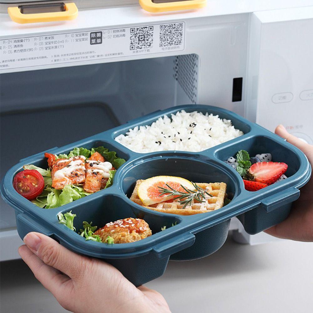 Solighter Divided Plate Lunch Box Portable Microwave Plastik Kapasitas Tinggi Bento Box