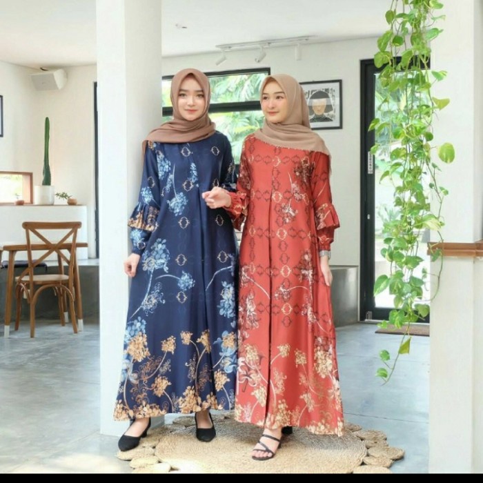GAMIS RB GAMIS PESTA Ariana MAXI Motif Fashion Wanita DRESS MUSLIMAH - Maroon dewasa termurah twill 