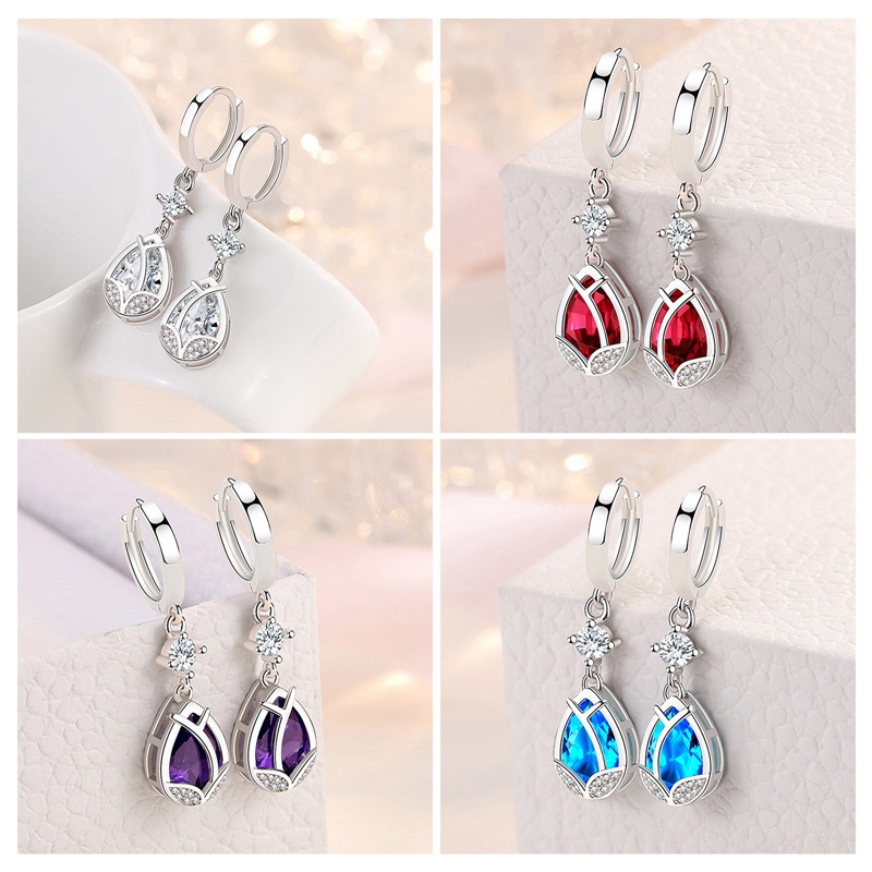 Anting 925 Silver Needle Bentuk Bunga Aksen Kristal Gaya Vintage Untuk Wanita