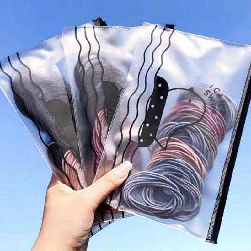 [AZ] (IKAT RAMBUT + POUCH) IKAT RAMBUT ELASTIS WANITA ATAU ANAK-ANAK IKAT RAMBUT KOREA / IKAT RAMBUT