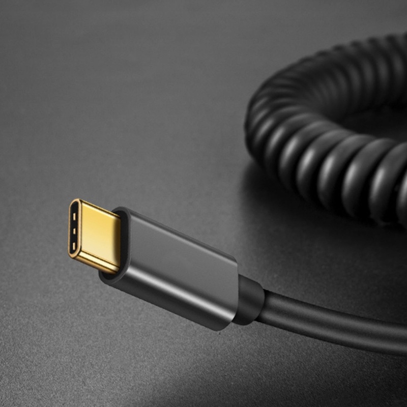 Vivi Male to Male Type-c to Micro USB Sync Data 3A Charging Cable Cord Memanjang 1jalur Data Lilitan Yang Dapat Ditarik Untuk P