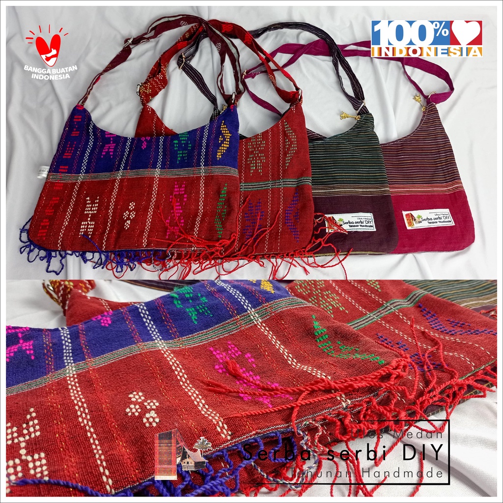 Tas Selempang Pria/Wanita Bahan Ulos Tenun MEDIUM