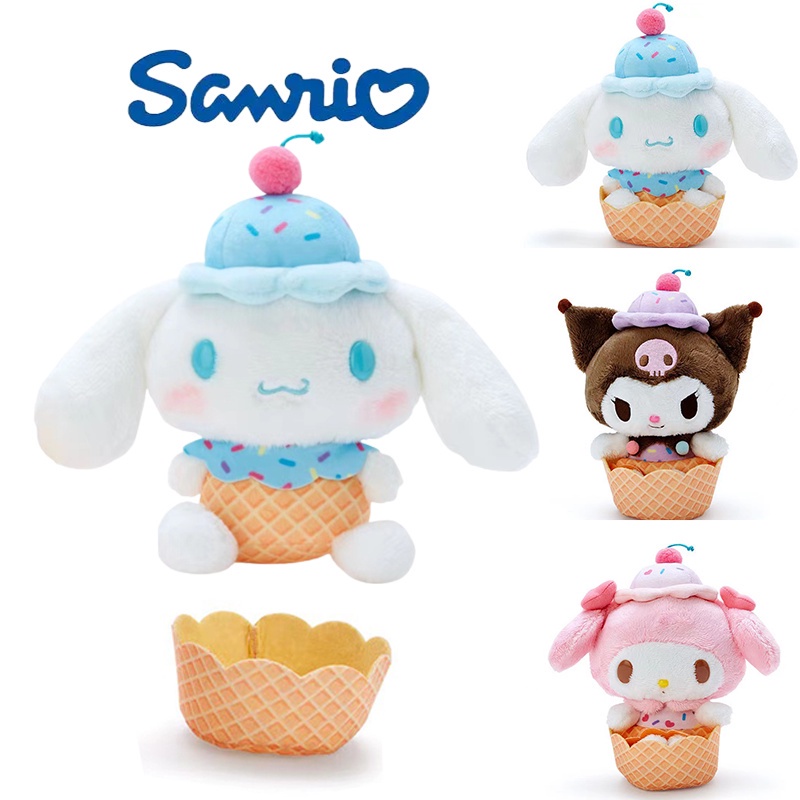 20cm Sanrio Kuromi My Melody Plush Toys Cinnamonroll Bag Pendant Ice Cream Stuffed Doll Kid