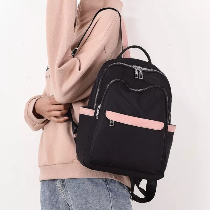 TAS CANTIK WANITA MURAH TRENDY CORONA TR024 -  RANSEL BACKPACK FASHION WANITA  - Hitam BAG CEWE OOTD