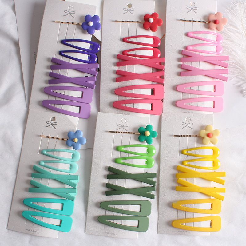 J02 - JEPITAN RAMBUT ANAK WARNA MOTIF BUNGA ISI 7 PCS || JEPIT PONI SAMPING TEKSTUR GAYA KOREA - BD