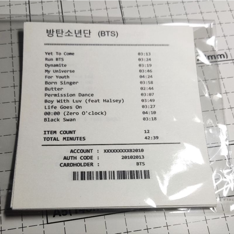 

16 pcs Decorative Receipt Playlist Lagu BTS untuk Jurnal / Scrapbook