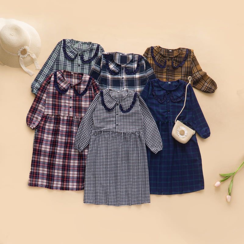 Gamis Anak Flanel 1-4 Tahun | Gamis Anak Murah Kekinian | Gamis anak Motif kotak kotak