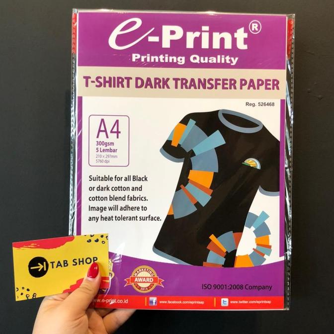 

SALE EPRINT DARK T SHIRT TRANSFER PAPER KERTAS FOTO