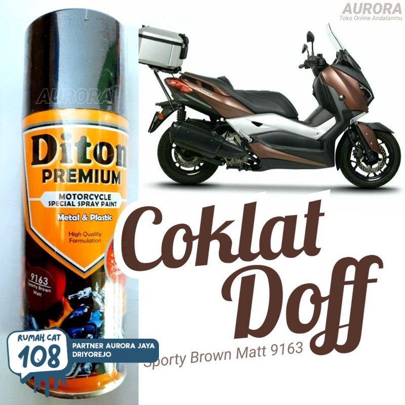 

Rumah Cat - Pilox Diton Premium Sporty Brown Matt 9163 Coklat Tua Gelap Doff Dof Dop Nmax Cat Semprot 400ml Rumah Cat Motor dan Mobil