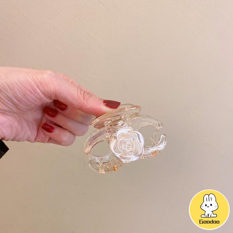 Jepit Rambut Korea Bentuk Bunga Mawar Camellia Warna Transparan Aksesoris Wanita Cepit Rambut -Doo
