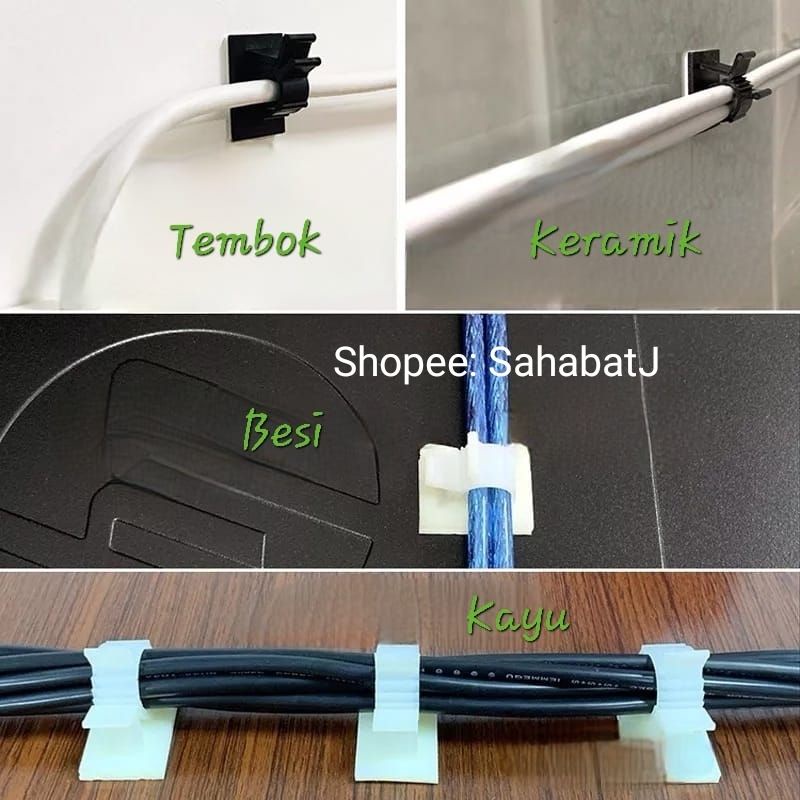 Klip Kabel Tempel Fleksibel Klem Kabel Tie Flexible Cable Clip Clamp