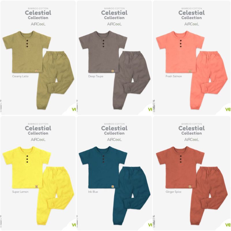 Velvet Setelan Pendek Celana Panjang Kancing Dada Celestial