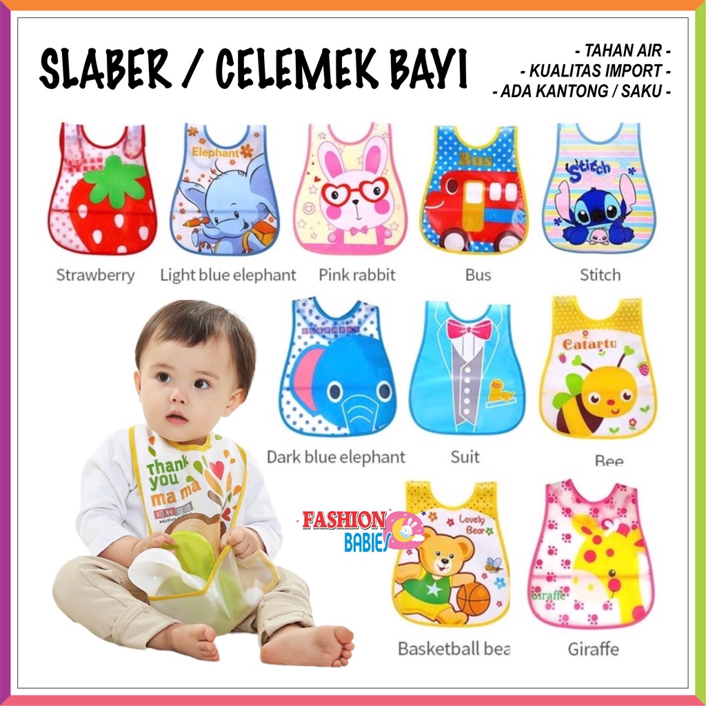 ❤ Fashionbabies ❤ SLABER BAYI WATERPROOF / CELEMEK MAKAN BAYI MURAH SLABER BIBS BAYI IMPORT