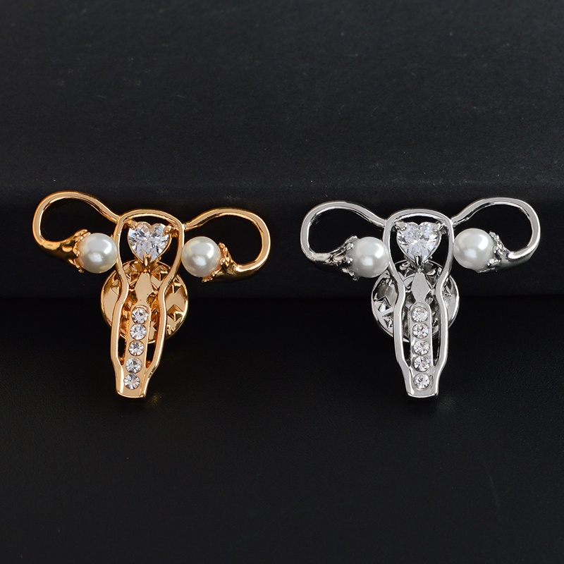 Bros Pin Desain Organ Rahim Wanita Hias Mutiara Untuk Dokterperawat