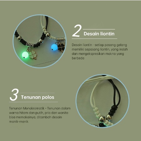 【Ready Stock】2 Pcs/Set Sepasang Bercahaya Gelang Couple Anyaman Dapat Disesuaikan Fashion Korea Wanita Pria Pasangan Gelang Perhiasan Aksesoris AM