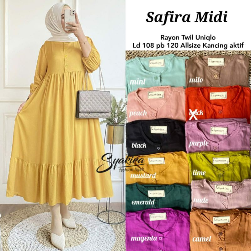 SAFIRA MIDI RAYON TWIL UNIQLO ORI SYAKIRA