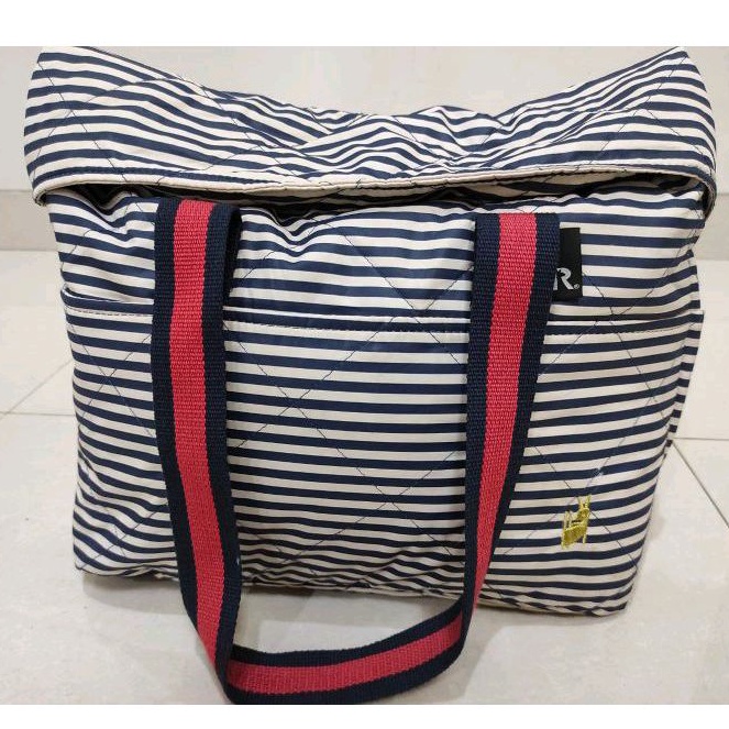 Preloved Tas Shoulder Bag ROOTOTE Original Navy Stripes / Diaper Bag Size Besar