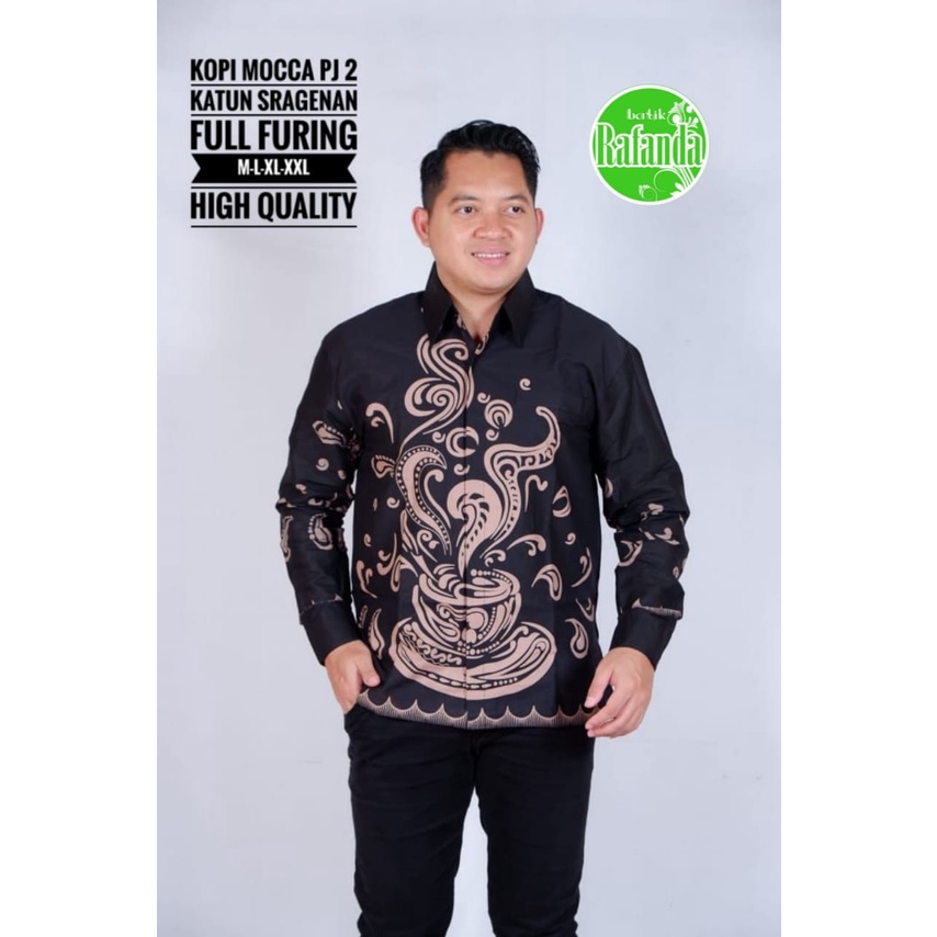 KOPI MOCCA 2 RAFANDA BATIKSOLOAMANAH KEMEJA BAJU BATIK PRIA SOLO LENGAN PANJANG PENDEK LAPIS FURING ATASAN BATIK PREMIUM MODERN KATUN HALUS ADI PRAKASA PERMATA HITAM WULU SEKTI KOPI MOCA ARFANA NAVY MARENO  MERAK SOGAN WULU SEKTI MERAK MERAH ABSTRAK CABE