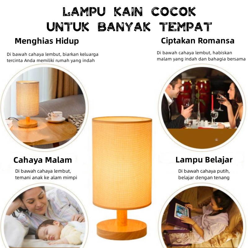 Lampu Meja LED Lampu Tidur Tiga Warna Lampu Retro LED Lampu Bedroom Lampu Remote Lampu Jepang COD