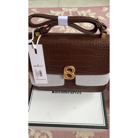Buttonscarves Audrey bag croco Brown Medium