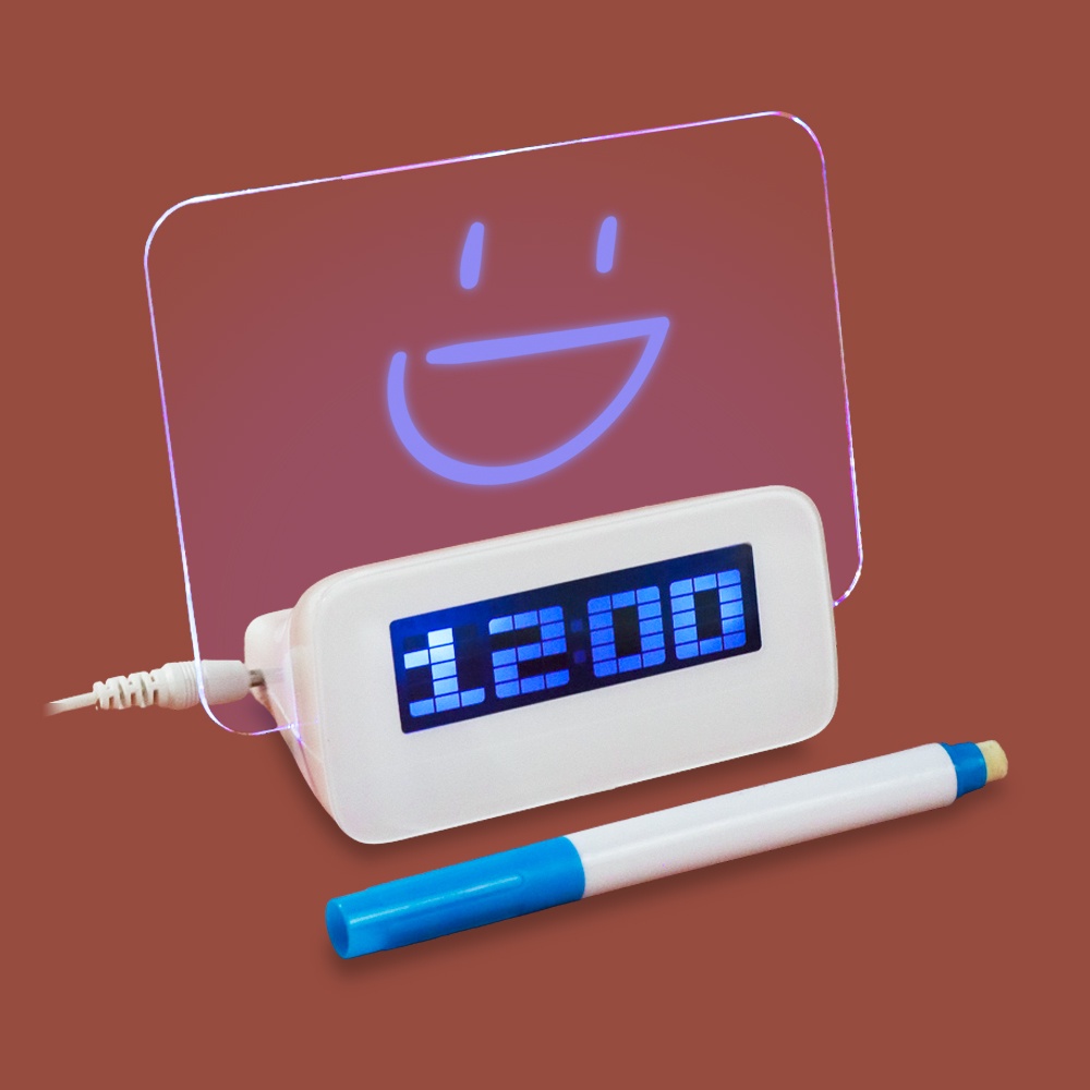 Jam LCD Display Alarm Clock with Memo Board Murah - White