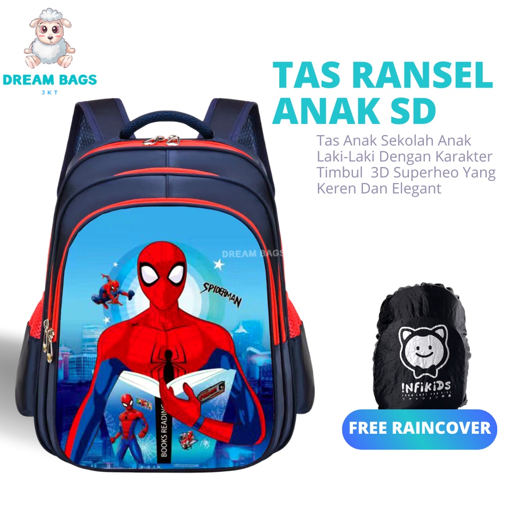 Tas Sekolah Anak Laki Laki SD Import Karakter Timbul Dream Bags