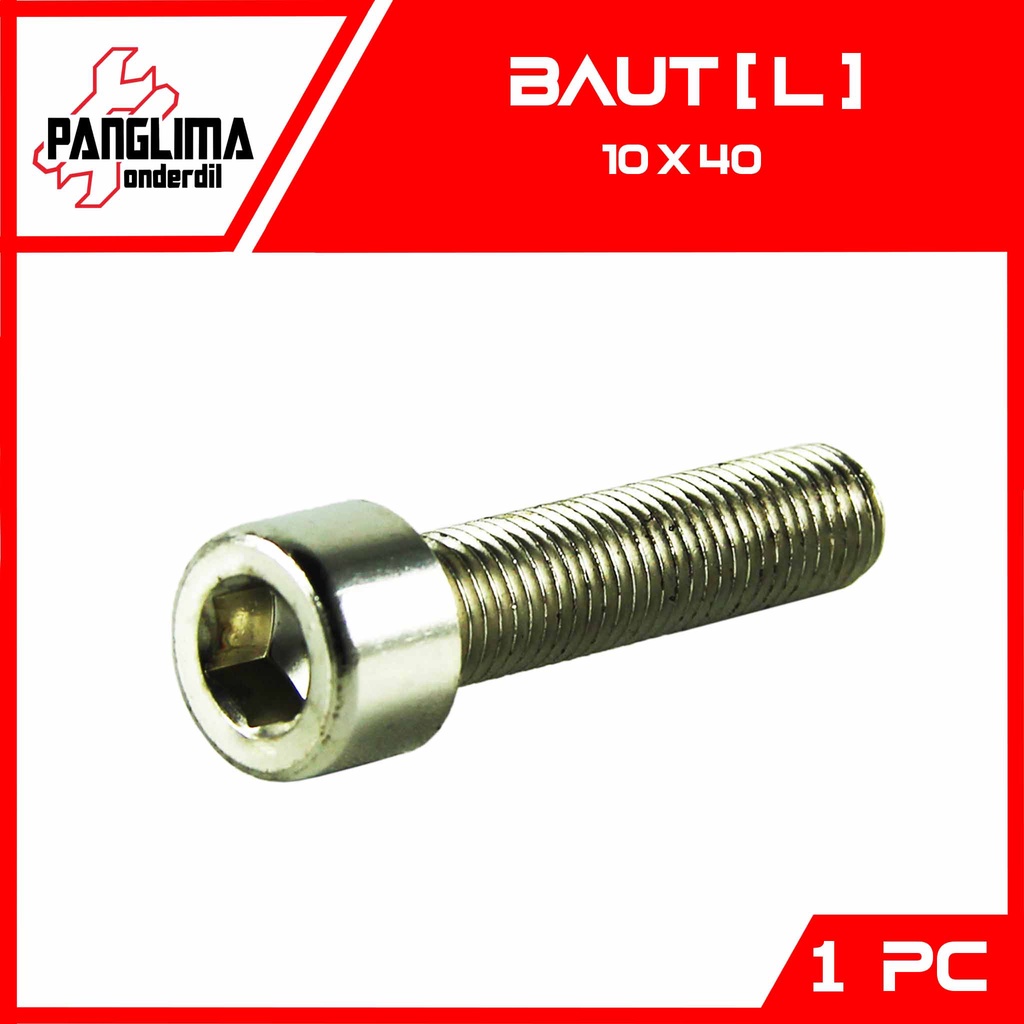 Baut L M10x40-10x40-M 10 x 40 Kunci L8-8 mm Pitch-P 1.25 Baud-Bolt