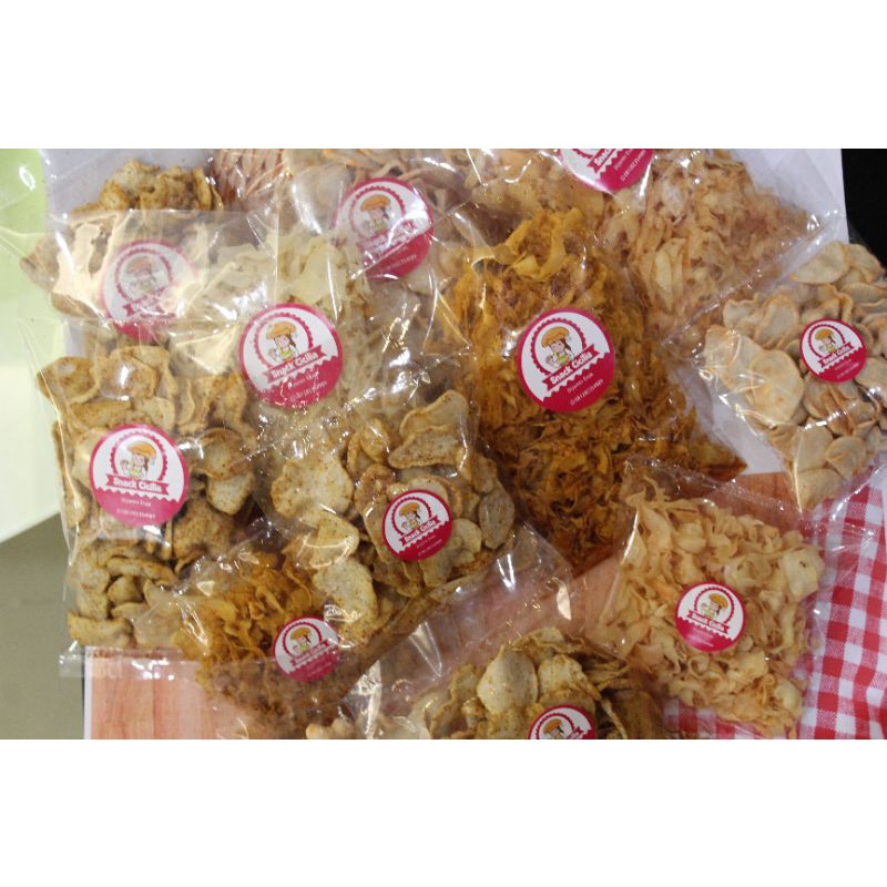 

keripik singkong, basreng, usus, makaroni, ubi ungu 200 g