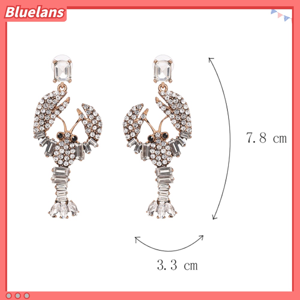 Anting Stud Liontin Lobster Aksen Berlian Imitasi Bling Untuk Wanita