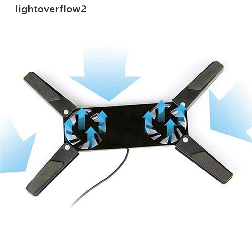 (lightoverflow2) Stand Holder Laptop / Notebook Dengan Kipas Pendingin Ganda + Port USB (ID)