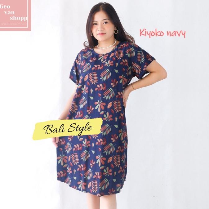 Daster Cantik Kiyoko Navy / Daster Bali / Kencana Ungu / Home Dress Best Seller