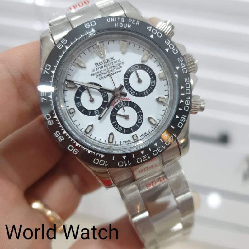 Jam Tangan Pria Merk Rolex Swiss Eta Daytona Saphire Glasa Free Box