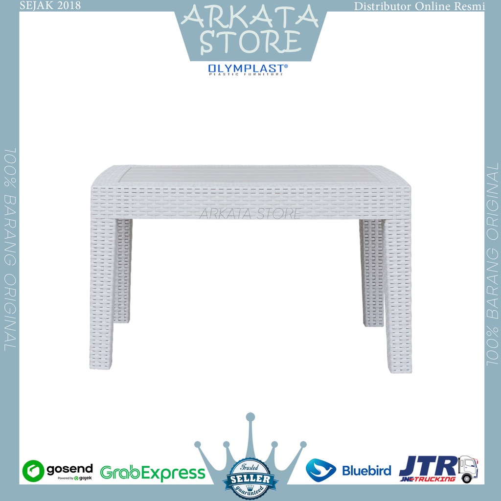 Meja Teras Panjang OST-R white Olymplast | Meja Serbaguna Putih | Meja Teras Plastik Putih