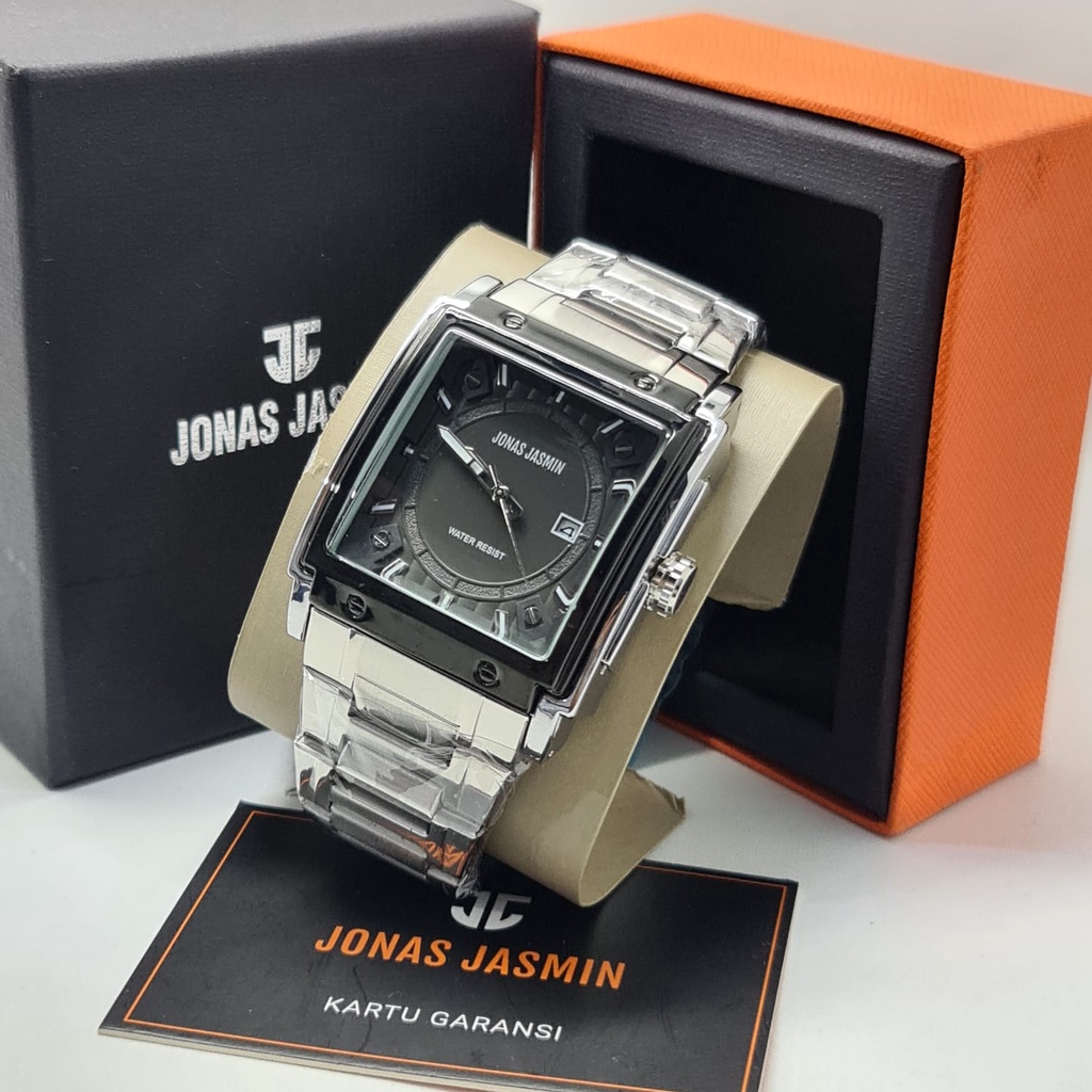 BEST SELLER JAM TANGAN PRIA JONAS JASMIN P108 TALI RANTAI TANGGAL AKTIF DM 4.0CM FREE BOX &amp; BATERAI || JAM TANGAN FASHION PRIA JAM TANGAN COWOK MURAH