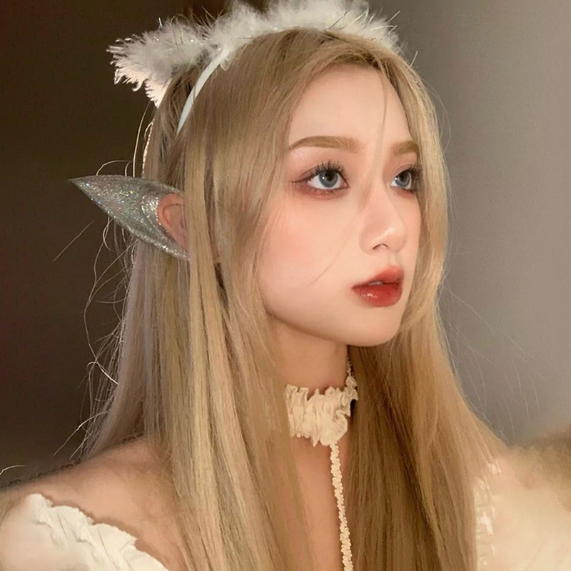 Set Wig Rambut Panjang Lurus Natural Fluffy