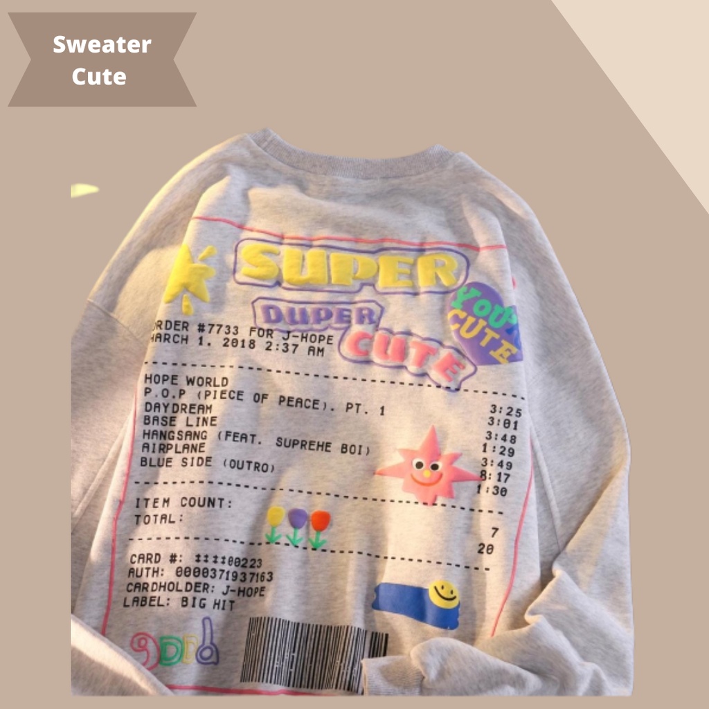 DUPER CUTE (2SIDE) SWEATER CREWNECK BAHAN FLEECE