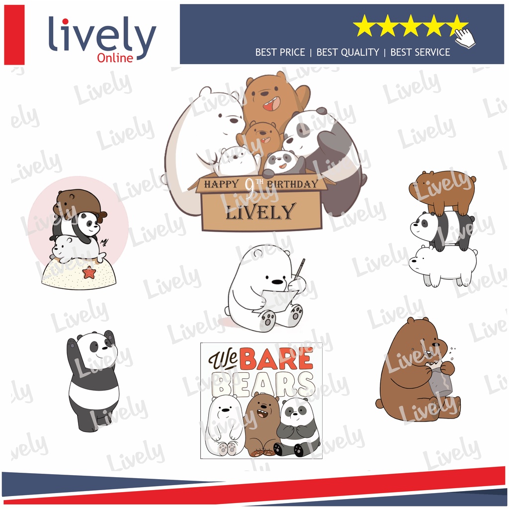 CUSTOM NAMA CAKE TOPPER KARAKTER BEAR HIASAN KUE ULANG TAHUN HAPPY BIRTHDAY