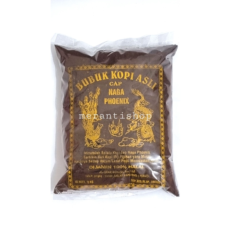 

Kopi Bubuk 500gram Cap Naga Phoenix Khas Selat panjang / Coffee Selatpanjang Riau Meranti / Kopihun Halus Dan Kasar