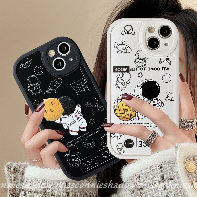 Realme C53 C30 C31 9i 8i C25Y C25s C35 C12 GT C15 C21 C17 C21Y C3 C11 5i 7i 5 6i 5s 5 6s 6 C20A C20 C17 C2 8Pro Trendy Kartun Merek NASA Astronot Luar Angkasa Soft Cover