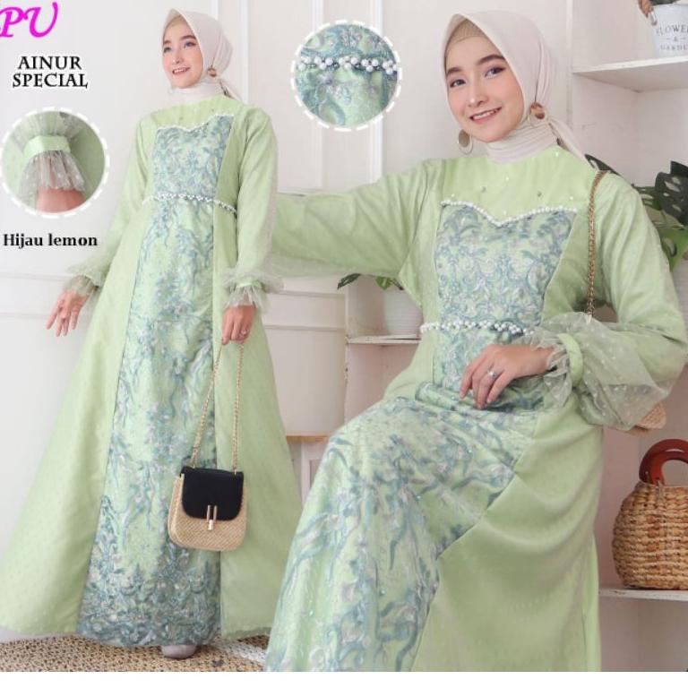 "ABA.31Oc22ᶜ" AINUR Gamis PestaMuslimah gaun walimatul wisuda akad nikah kondangan bridesmaid