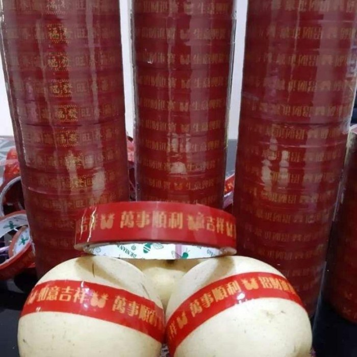 

CNY Isolatif Buah Lakban Plastik Merah Selotip Buah Imlek Sincia Isolasi Chinese New Year