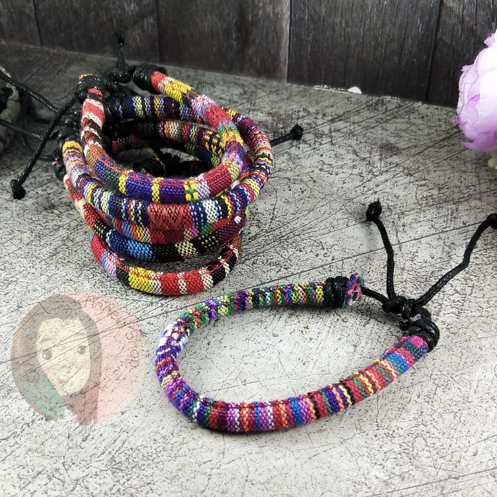 GG0308 - Gelang Tali Korea Kpop Pria Wanita Warna Warni Bracelet Tali Etnik Motif Pria Cowok