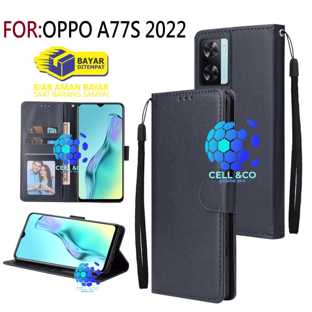 Flip cover NEW OPPO A77S 2022 Flip case buka tutup kesing hp casing hp flip case leather wallet