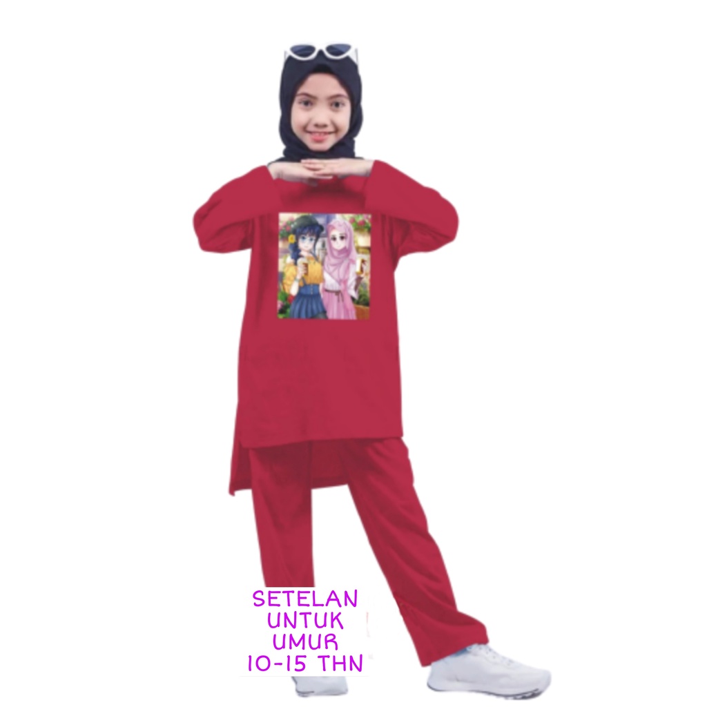 Setelan Anak Perempuan Remaja Bahan Kaos Babyterry Kaos Lengan panjang dan Celana panjang Oversixze XXL 10 11 12 13 14 15 Tahun . One Set Anak Perempuan Terbaru 2023 Viral Stelan Remaja Kekinian Setelan Baju Anak Tanggung K1