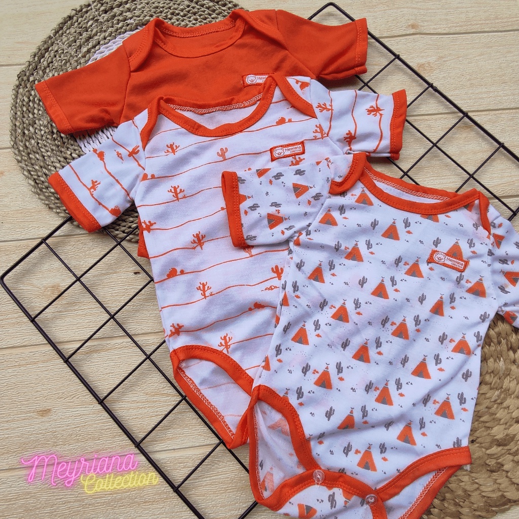 3 PCS Jumper Bayi Baru Lahir Baju Bayi Seri Orange Meyriana Collection