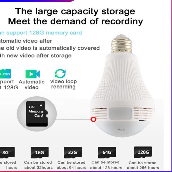 CCTV V380 Pro Wireless PANORAMA FISHEYE 360 KAMERA CCTV LAMPU IP v380 (BOHLAM / BULB) App v380 IP KA