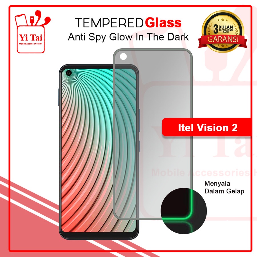 YI-TAI TEMPERED GLASS PREMIUM SPY GLOW IN THE DARK ITEL VISION 1 PRO ITEL VISION 2 WHITE_CELL