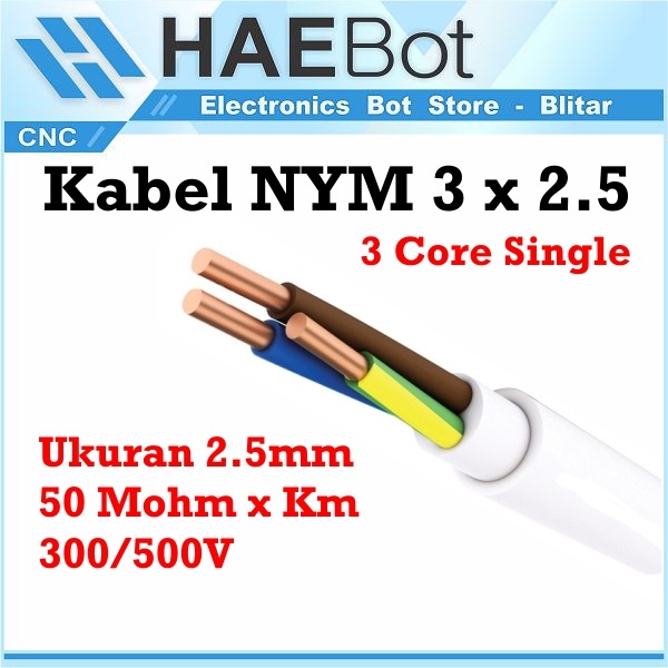 [HAEBOT] Kabel Kontrol NYM isi 3 Core 3x2.5 Sqmm Kawat Engkel Listrik DC AC CNC Cable Control Tembaga PVC Nema 2.5 mm