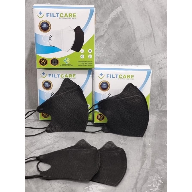 MASKER DUCKBILL HITAM FILTCARE EMBOS ISI 50PCS 88-sandy3m Ayo Order